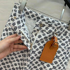 LV 25 Modern Logo Denim Pants Black White Poliester