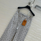 LV 25 Modern Logo Denim Pants Black White Poliester