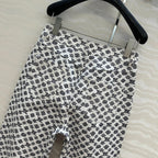 LV 25 Modern Logo Denim Pants Black White Poliester
