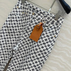 LV 25 Modern Logo Denim Pants Black White Poliester