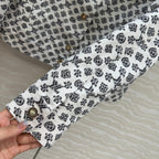 LV 25 Modern Logo Denim Long Jacket Black White Poliester