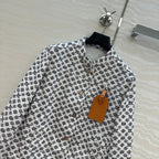 LV 25 Modern Logo Denim Long Jacket Black White Poliester