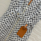 LV 25 Modern Logo Denim Long Vest Dress Black White Poliester