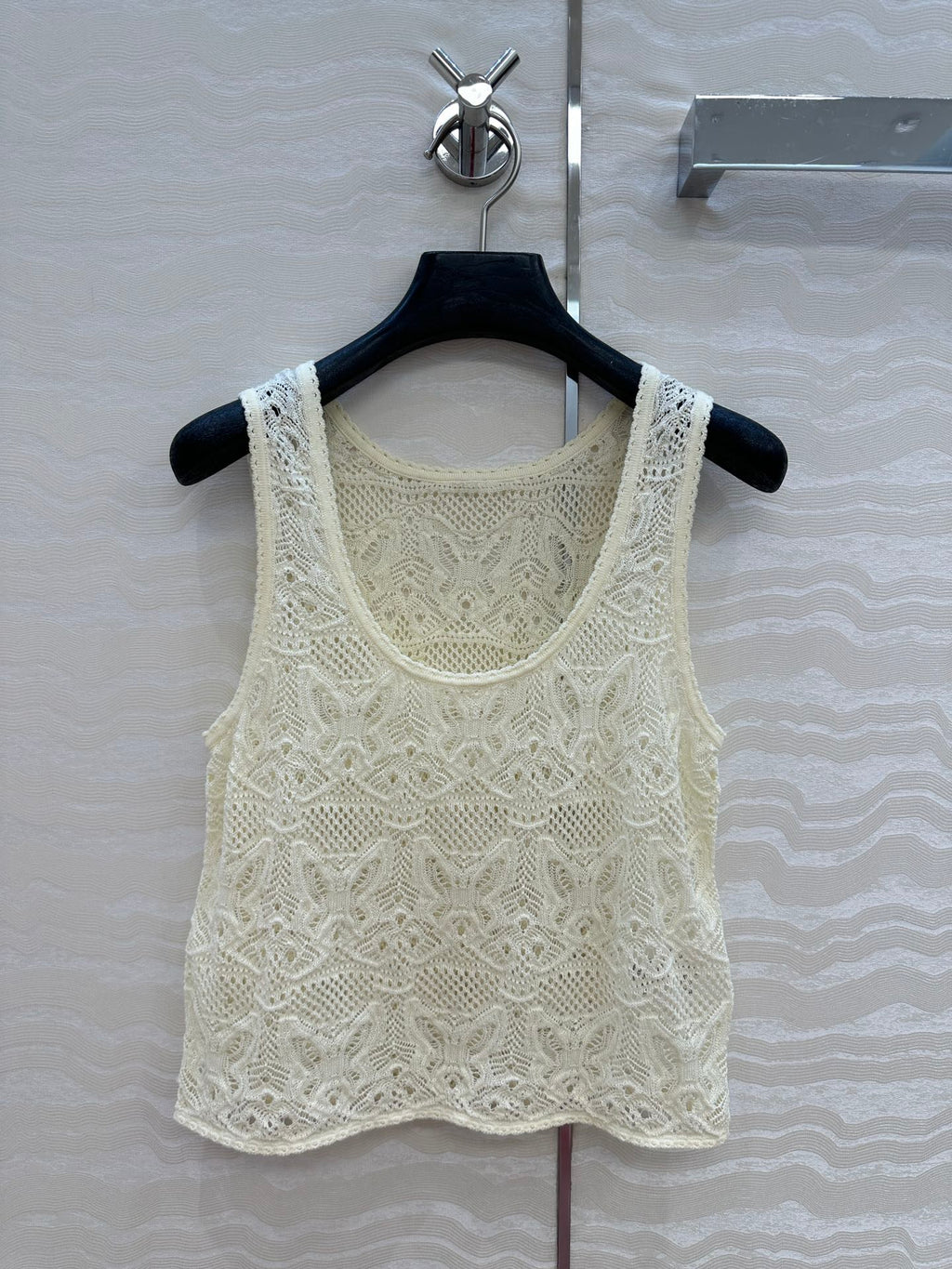 CD Hollow Vest Light Cream Cotton