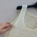 CD Hollow Vest Light Cream Cotton