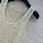 CD Hollow Vest Light Cream Cotton