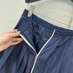 Prada Zipper Pleated Skirt Navy Blue Poliamida