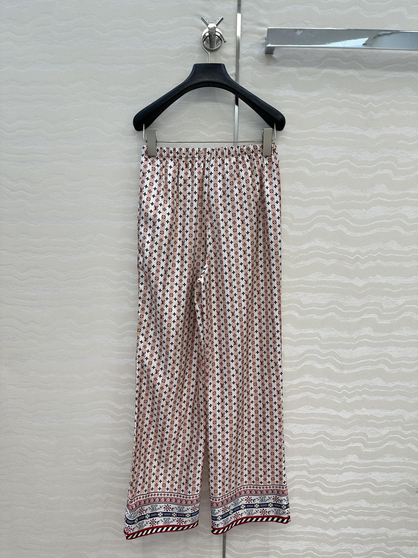 LV Monogram Floral Print Island Resort Pants Multicolor Silk