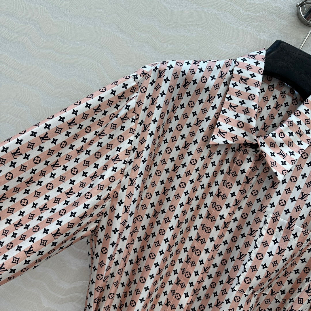 LV Monogram Floral Print Island Resort Dress Multicolor Silk