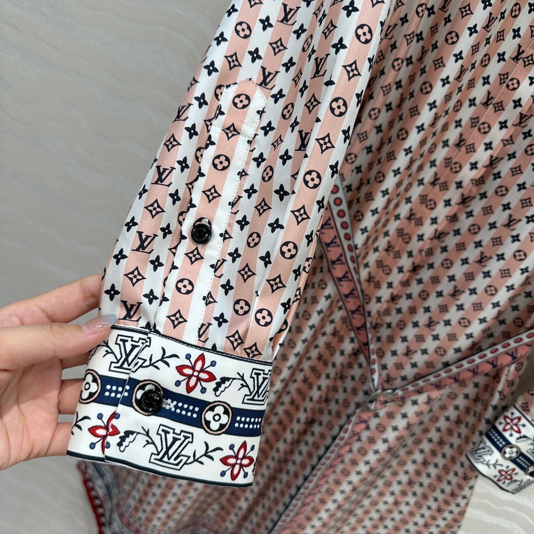 LV Monogram Floral Print Island Resort Dress Multicolor Silk