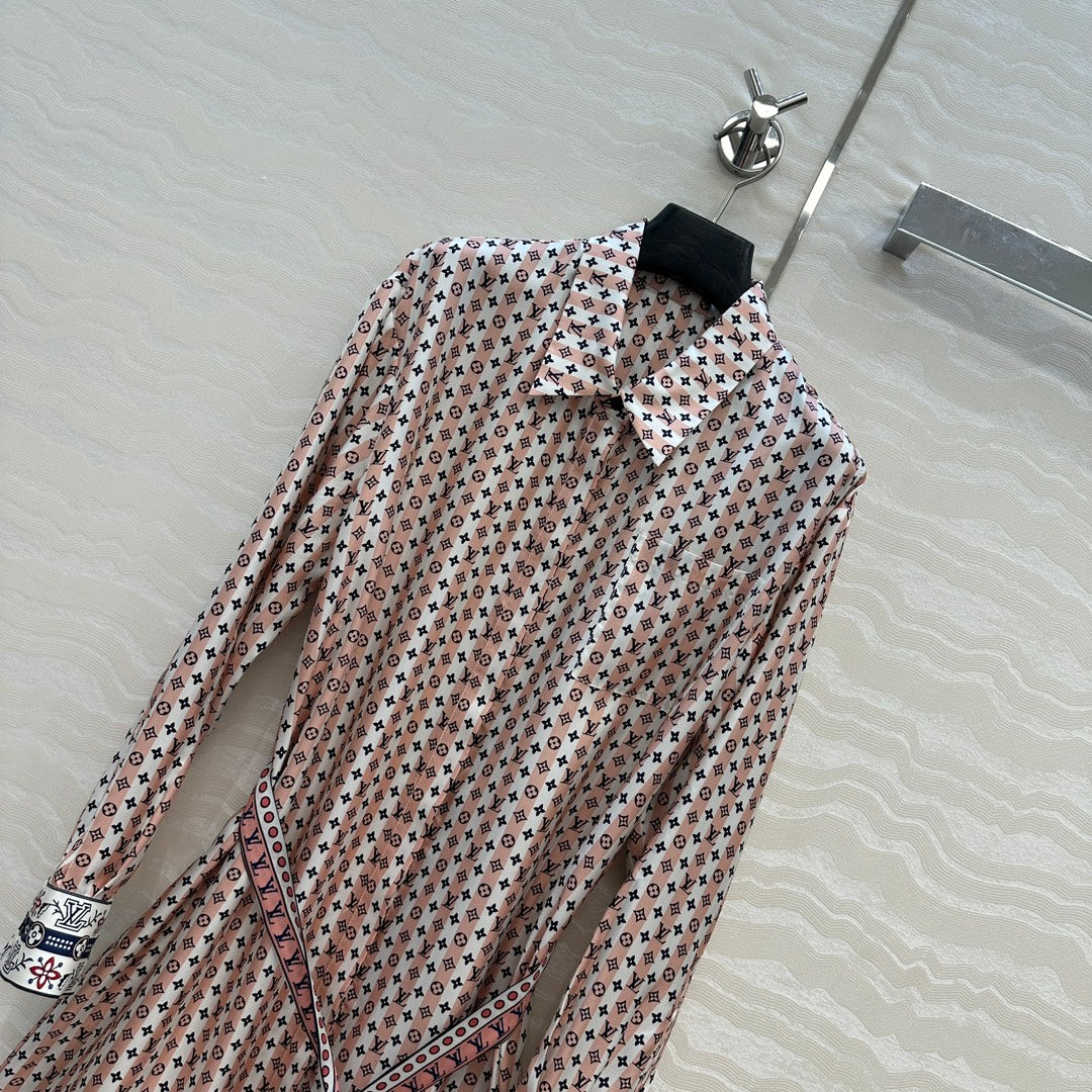 LV Monogram Floral Print Island Resort Dress Multicolor Silk