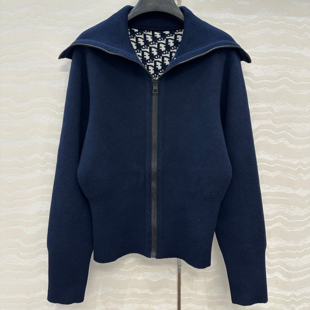 CD 25 Double-Sided Cardigan Navy Blue Cashmere