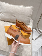 LV Pharrell and Nigo Hiking Shoes Brown Sheepskin 383744