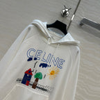 Celine 25 Hooded Sweatshirt White mix colors Cotton