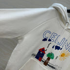Celine 25 Hooded Sweatshirt White mix colors Cotton