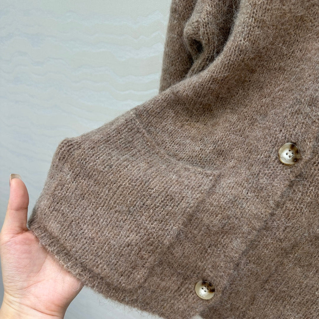 LP 25 V-neck Cardigan Brown Alpaca Wool 291829