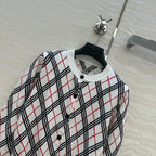 Bur 25 Cardigan White Plaid Wool
