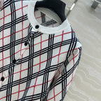 Bur 25 Cardigan White Plaid Wool