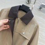 HM 25 Jacket Light Brown Fabric Mixed With Leather 02654