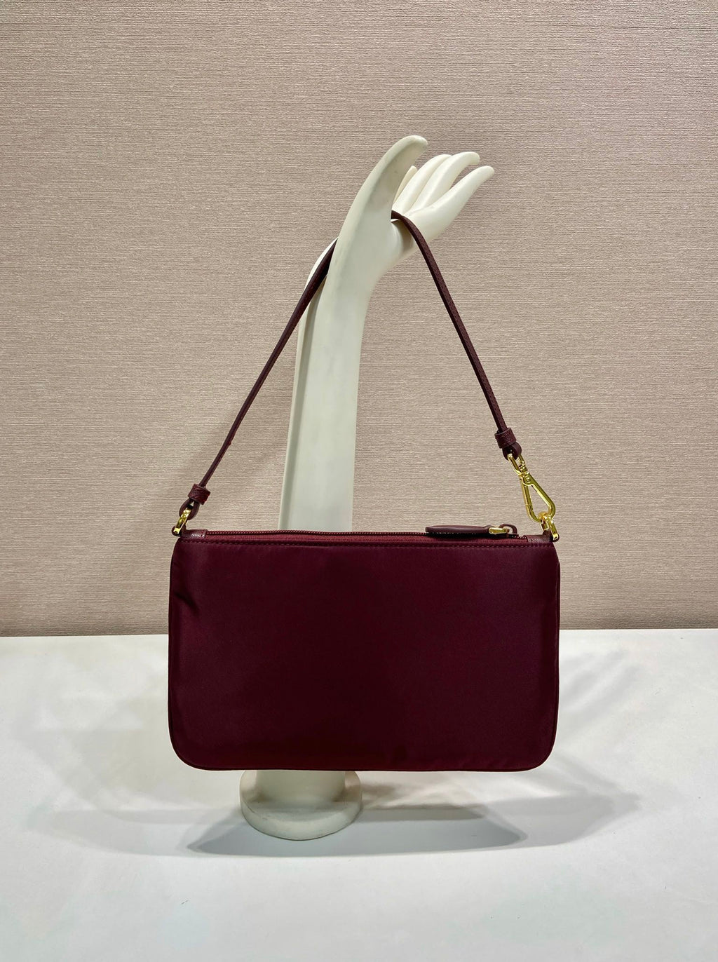 PRA vintage shoulder bag burgundy nylon fabric 280823