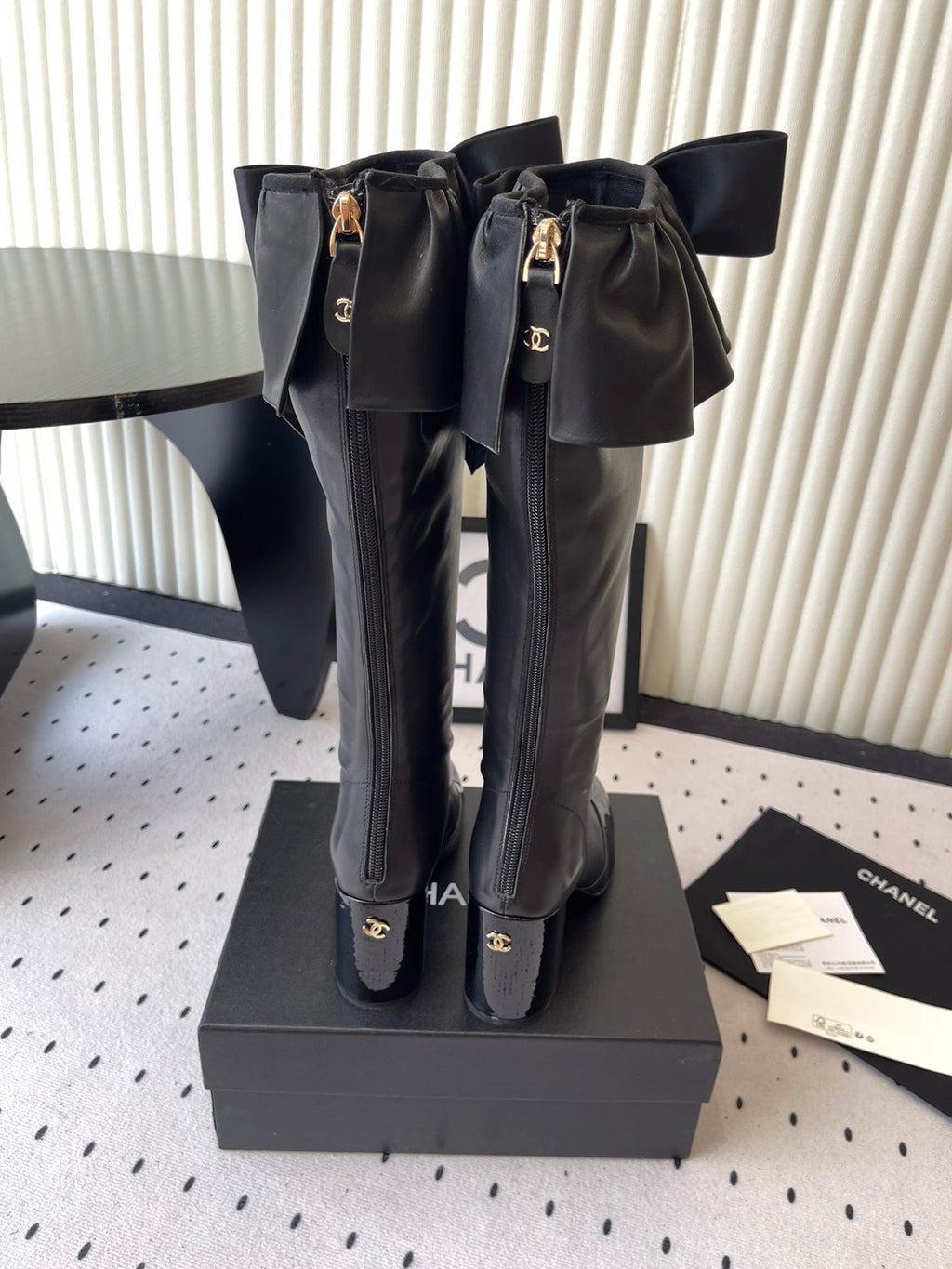 CC 25 Bow Elastic Boot Black Lambskin 514029