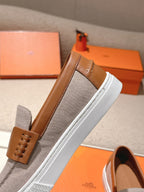 HM 25ss Platform Loafers Gray Brown Denim Cowhide 577166