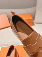 HM 25ss Platform Loafers Camel Brown Sheepskin 577173