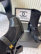 CC 25 Short Boot Black Suede Patent Leather 514102