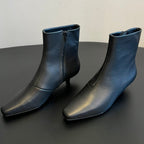 The Row 2025 Heel Leather Ankle Boot Black Calfskin 561612