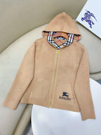Burberry 25 Plaid Zip-up Cardigan Sweater Wool Cashmere