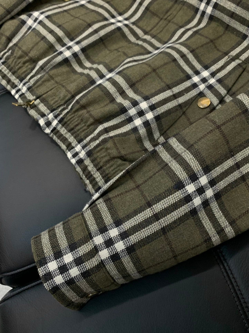 Burberry 25 Plaid Jacket Green Wool Polyester