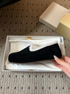 The Row 2025 Loafer Black White Suede Wool 561630