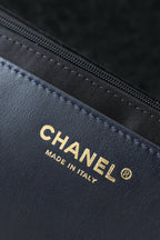 Chanel 2025 Maxi Flap Bag With Top Handle 56cm Black Wool Leather