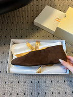 The Row 2025 Stella slip-on Shoe Brown Suede Wool 561642