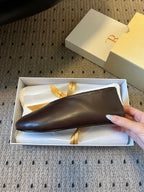 The Row 2025 Stella slip-on Shoe Dark Brown Sheepskin Wool 561641