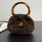 Chanel 2026 Pouch 24cm Brown Tortoiseshell Suede Effect Plexi