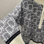Dior 2025 Oblique Half-zip Sweater Gray and Red Wool