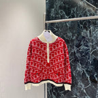Dior 2025 Oblique Half-zip Sweater Gray and Red Wool