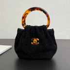 Chanel 2026 Mini Pouch 16cm Black Tortoiseshell Suede Effect Plexi