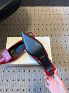 Celine 26  Pointed-Toe Slingback Red Sheepskin 619635