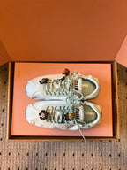 Miu Miu 2026  Plume Sneaker With Floral Charm Light Blue Satin 621342