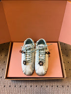 Miu Miu 2026  Plume Sneaker With Floral Charm Light Blue Satin 621342
