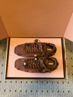 Miu Miu 2026  Plume Sneaker With Floral Charm Dark Brown Satin 621343