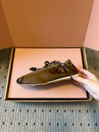 Miu Miu 2026  Plume Sneaker With Floral Charm Brown Satin 621344