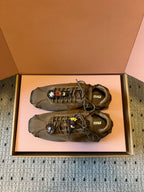 Miu Miu 2026  Plume Sneaker With Floral Charm Brown Satin 621344