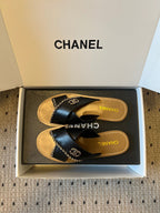 CC 26s Flat Sandals Black Brown Cowhide 627194
