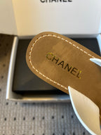 CC 26s Flat Sandals White Brown Cowhide 627195