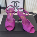 CC 26 Rhinestone Sandal 75mm Purple Lambskin 611733