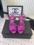 CC 26 Rhinestone Sandal 75mm Purple Lambskin 611733