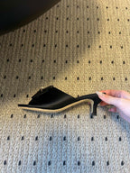 CC 26s High-Heeled Slides 60 Black Satin Cowhide 627180